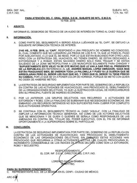 Ejército detectó amenaza de huachicoleros a AMLO