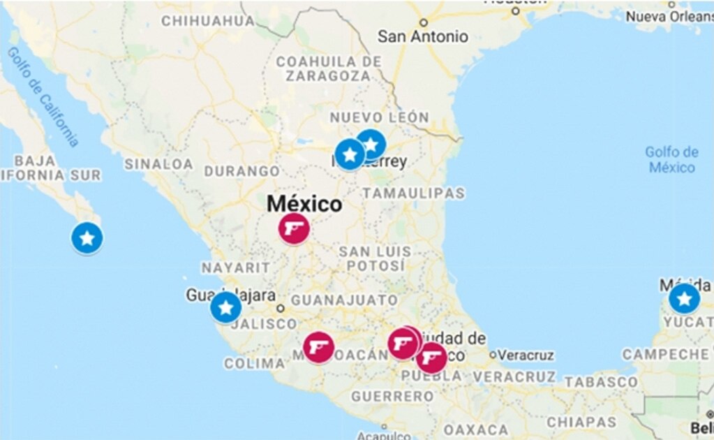 Mapa: 6 "paraísos" y 6 "infiernos" de seguridad en México