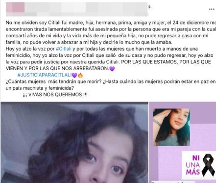 Citlali fue asesinada en la víspera de Nochebuena en SLP, su presunto feminicida está prófugo