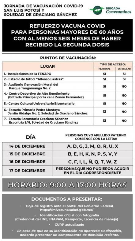 Aplicarán segunda dosis de vacuna antiCovid a menores de 15 a 17 años en SLP