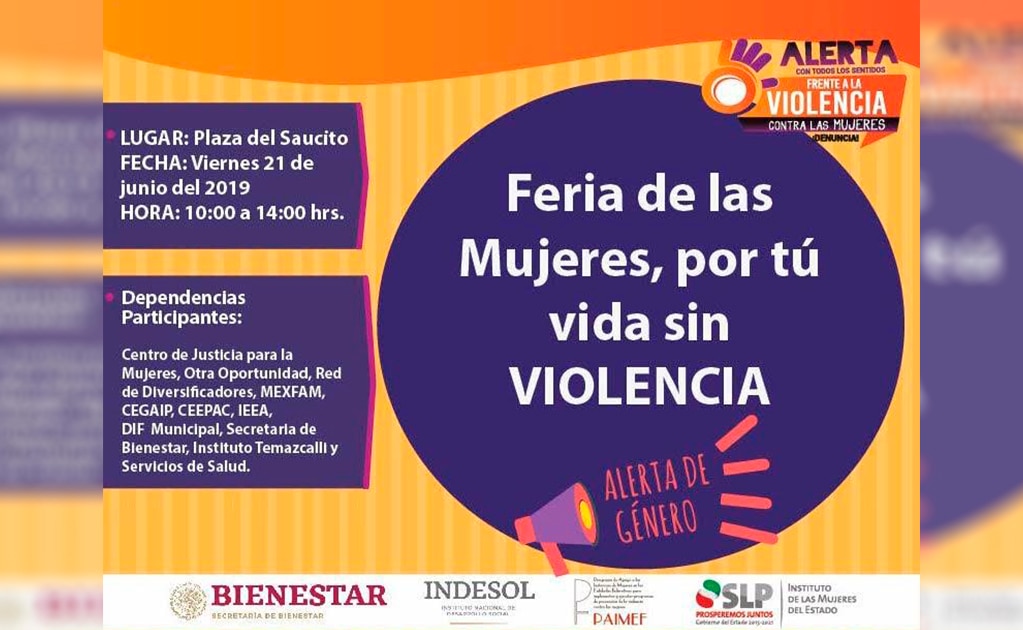 Llevarán a cabo feria de las mujeres “Por tu vida, sin violencia”