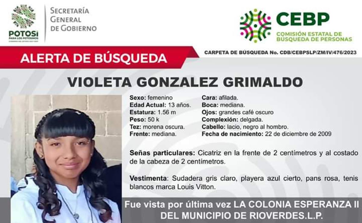Familiares y amigos recorren Rioverde buscando a Violeta, menor de 13 años desaparecida 