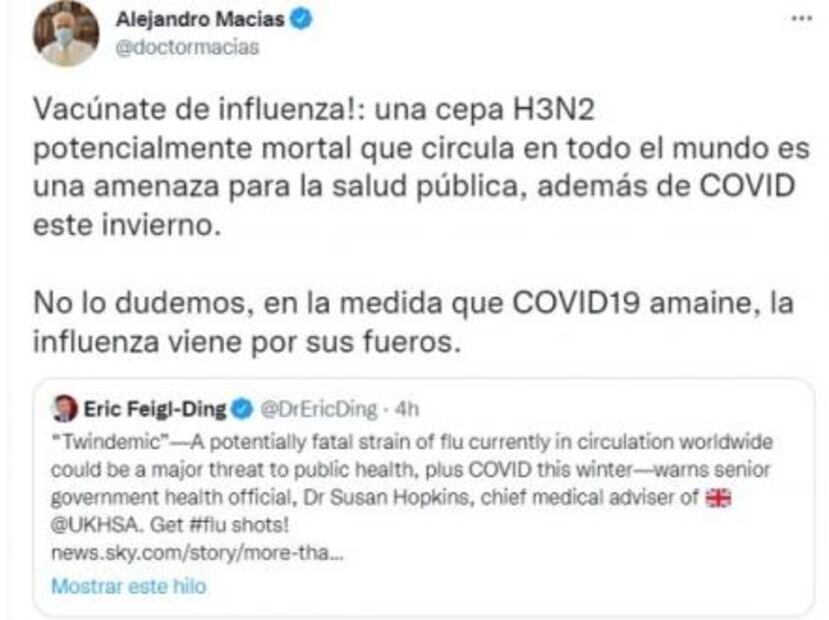 Alertan por cepa H3N2 de influenza, potencialmente mortal