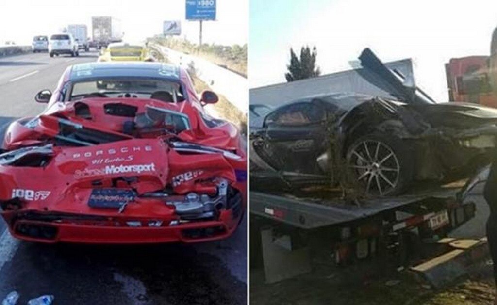 Un McLaren y un Porsche quedan destrozados tras choque en Guanajuato