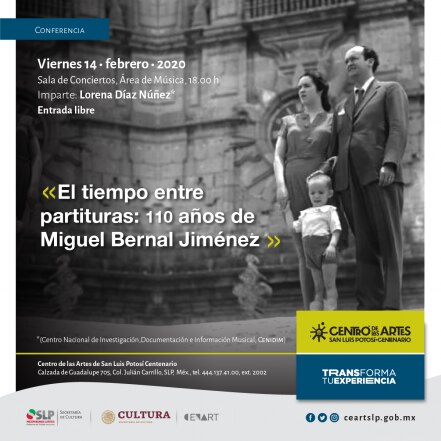 Invitan a la conferencia “El tiempo entre partituras: 110 años de Miguel Bernal Jiménez”