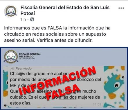 Desmienten rumor de asesino serial 