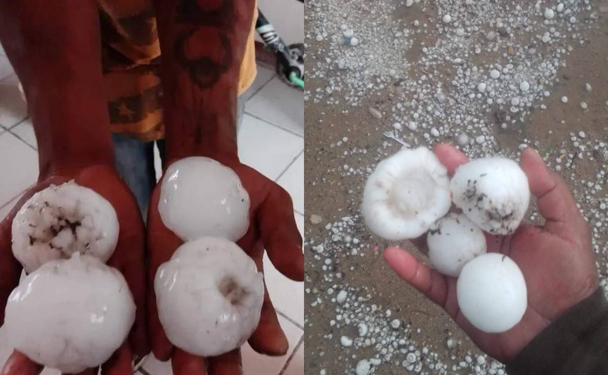 FOTOS. Reportan en redes caída de “mega granizo” en San Luis Potosí