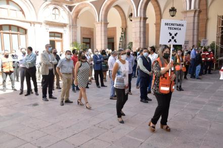 Hacen simulacro de balacera en Palacio de Gobierno de San Luis Potosí