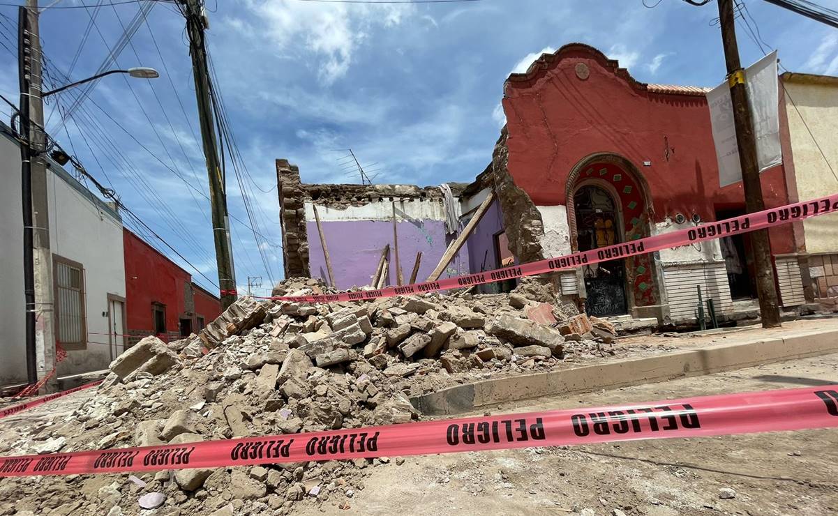 Se derrumba casona antigua en el Centro Histórico de San Luis tras intensas lluvias