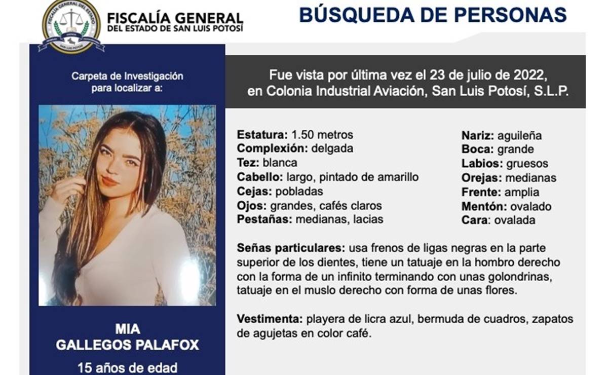 Mía Gallegos Palafox sigue desaparecida, dicen familiares; acusan a fiscal de SLP de entorpecer su búsqueda