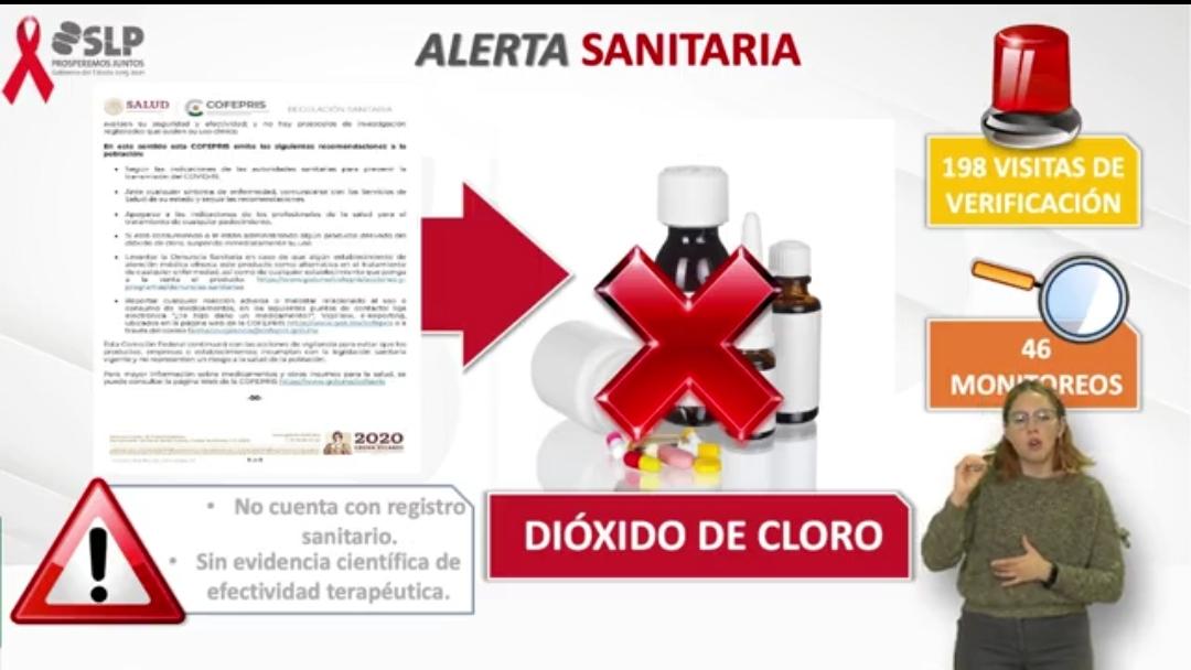 Dióxido de Cloro no cura el Covid-19, alerta Coepris en SLP