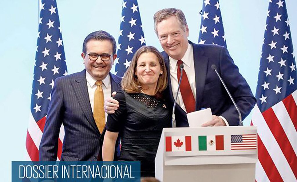 Los negociadores de México, Canadá y Estados Unidos, Ildefonso Guajardo, Chrystia Freeland y Robert Lighthizer. (REUTERS. ARCHIVO)