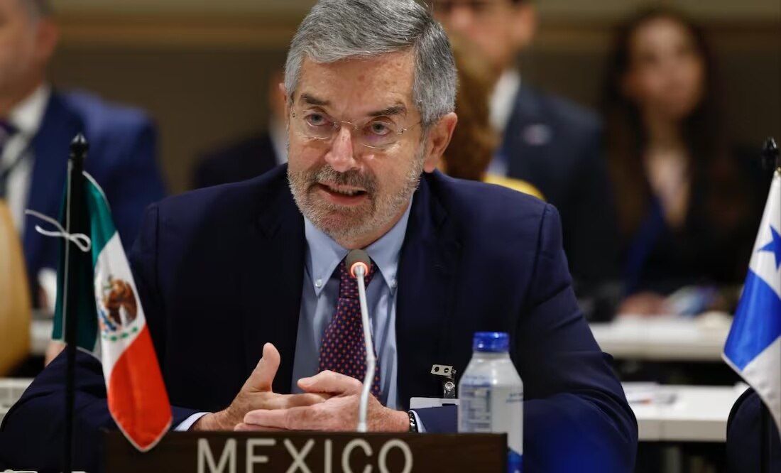 Canciller Juan Ramón de la Fuente en el marco de la Asamblea General de la Organización de las Naciones Unidas este lunes 22 de septiembre de 2025. Foto: SRE
