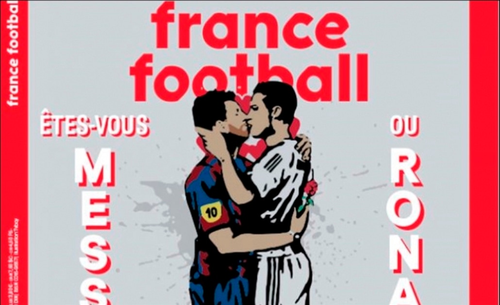 Polémica portada de France Football con el beso entre Messi y Cristiano