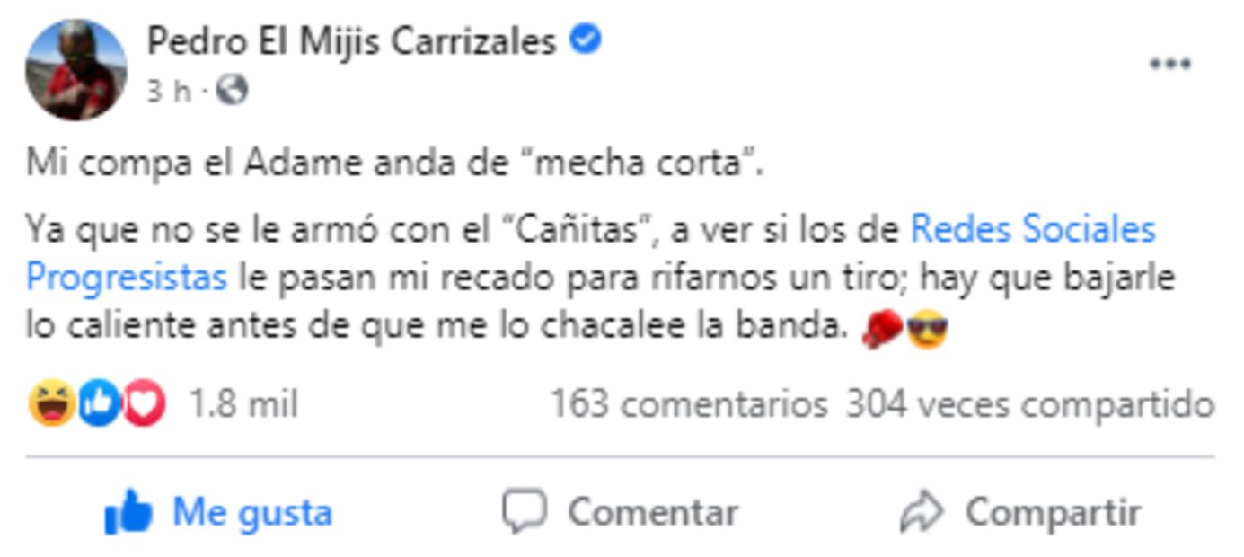 “El Mijis” le “canta” un tiro a Alfredo Adame; “anda de mecha corta”, dice legislador