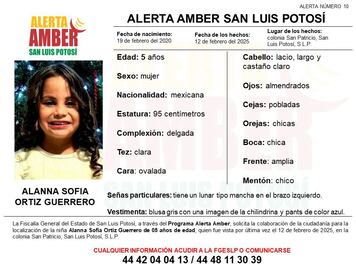 Emiten Alerta Amber por Alanna Sofía de cinco años en SLP; tres meses después de su desaparición  