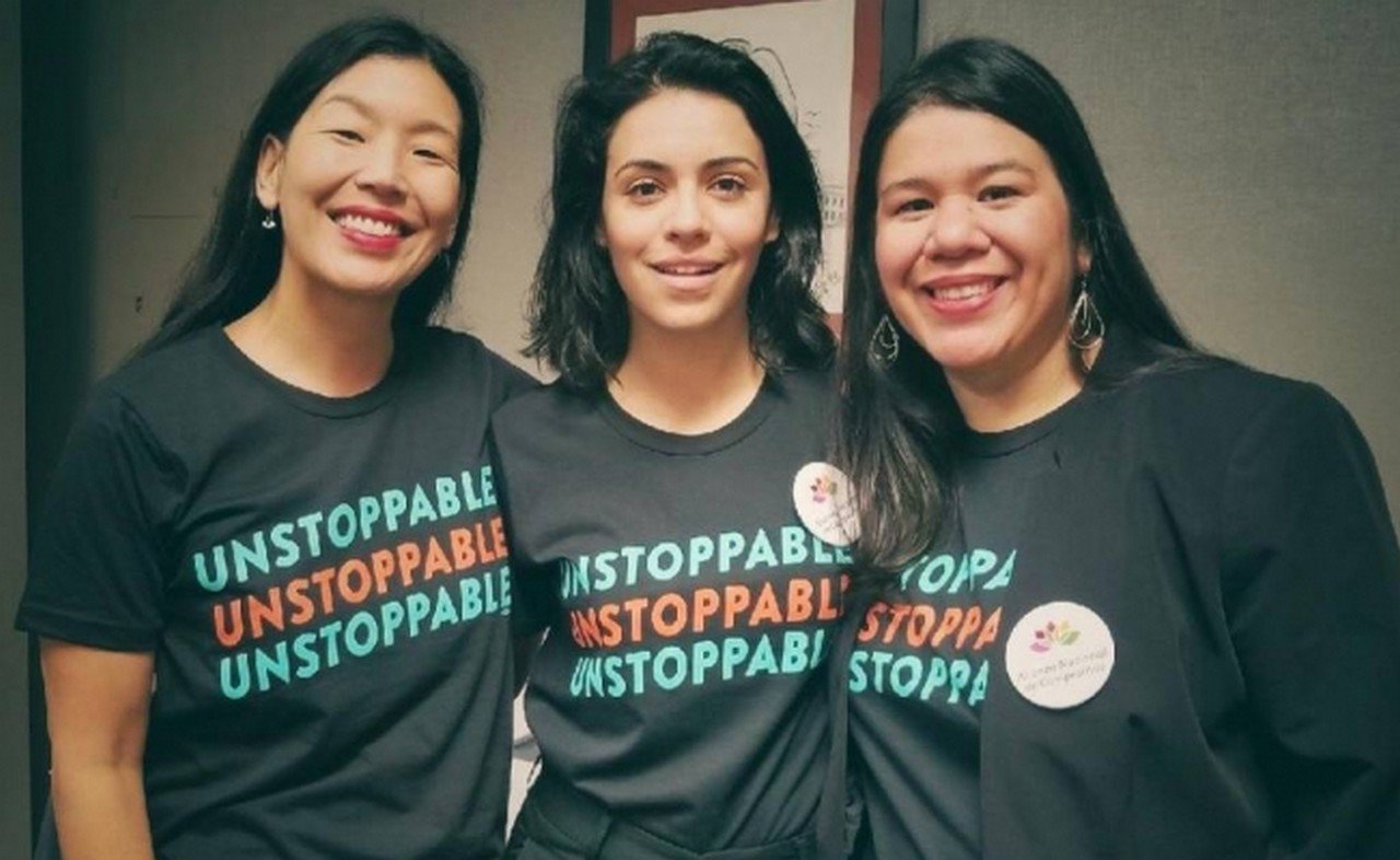Ai-jen Poo, Olga Segura y la activista Mónica Ramírez. Foto: Especial