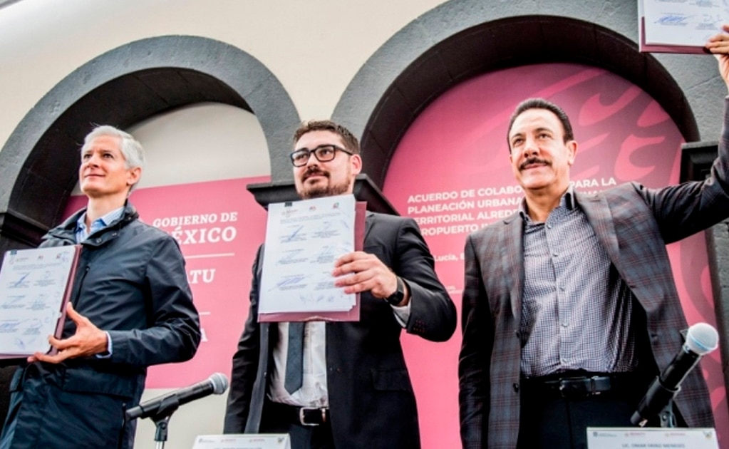 Alfredo del Mazo, Román Meyer y Omar Fayad. Foto: Cortesía/Sedatu