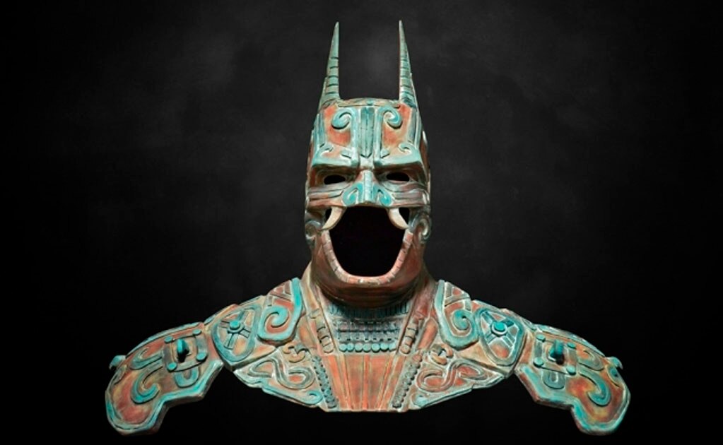 Busto de Batman inspirado en el dios Camazotz que Christian Pacheco realizó para la convocatoria de Warner Bros Entertainment. Foto: Christian Pacheco Quijano / Kimbal.com.mx