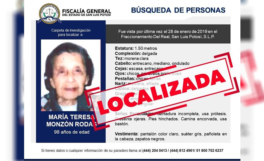 Localizan a mujer de 98 años, habría sido secuestrada