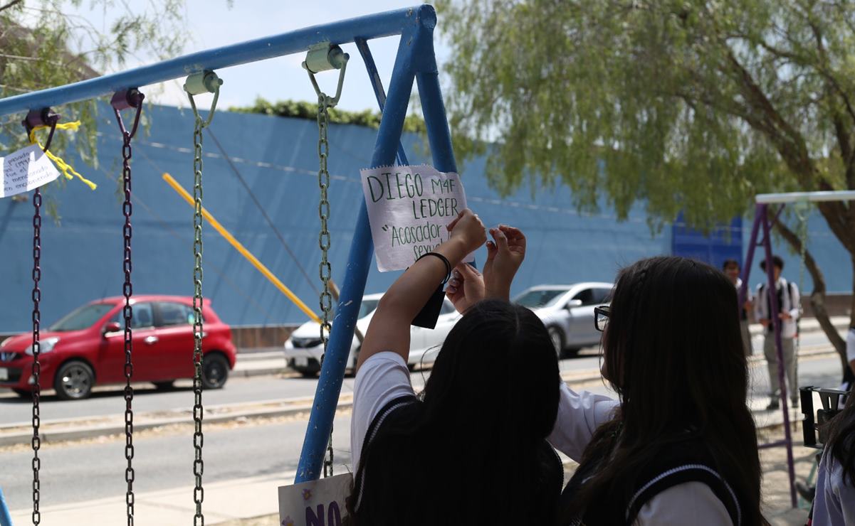 Arriban elementos de seguridad a inmediaciones de Cobach 28 de SLP; alumnas acusan intimidación. Foto: Cortesía