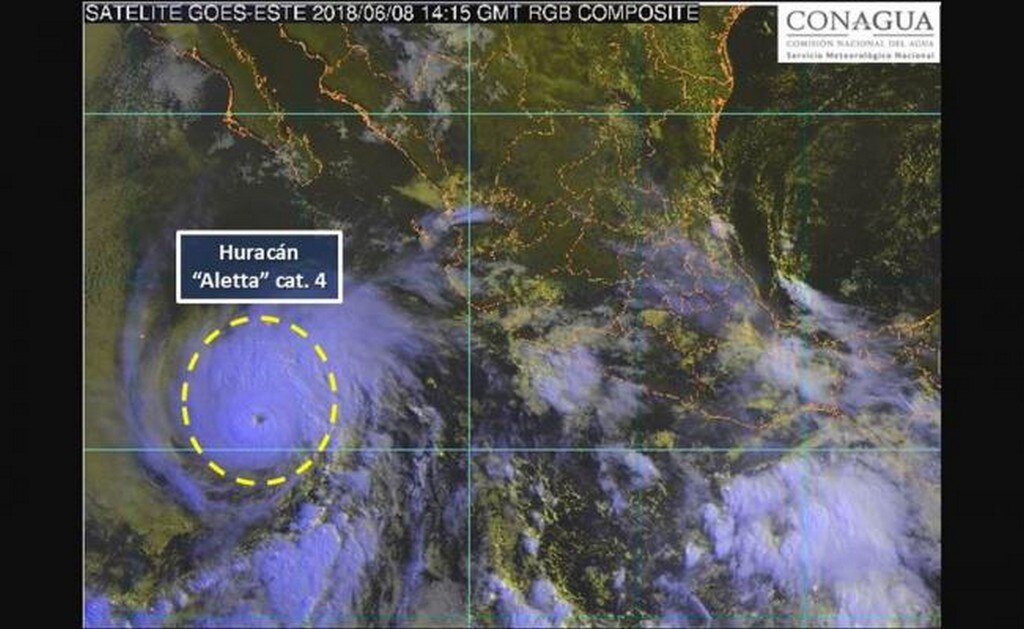 Huracán "Aletta" se intensifica a categoría 4
