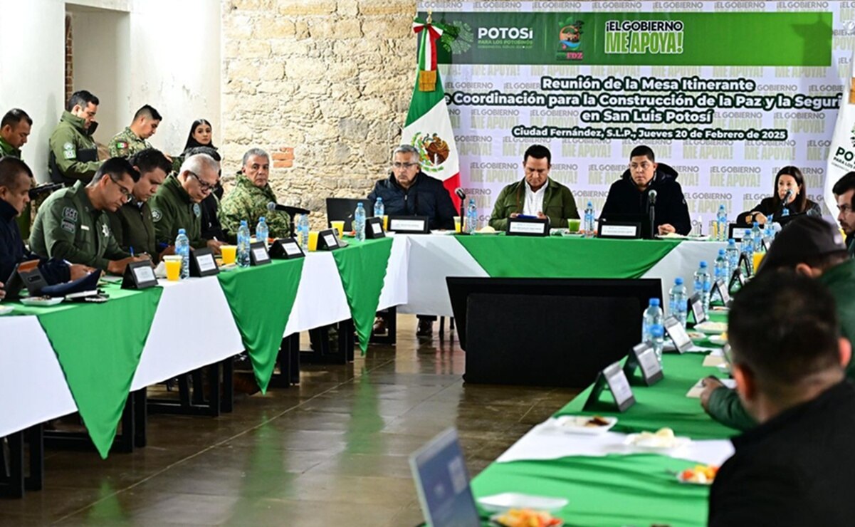 Mesa de Seguridad del Gobierno de SLP, en Ciudad Fernández. Foto: Especial