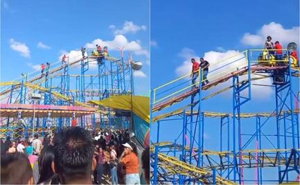 VIDEO. Quedan varados en montaña rusa tras falla mecánica en la Fenapo