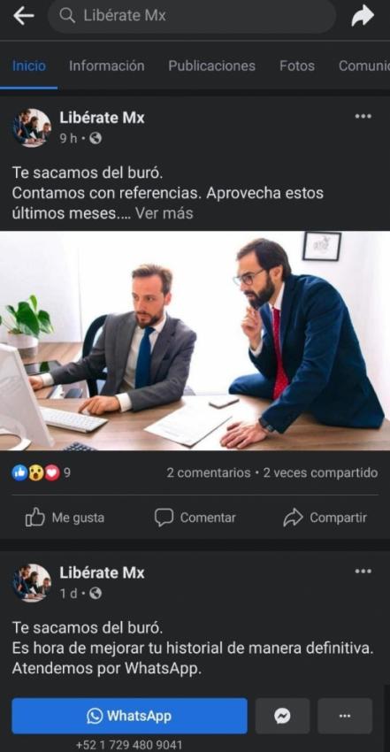 Así operan los fraudes en Facebook y WhatsApp para “sacarte” del Buró de Crédito