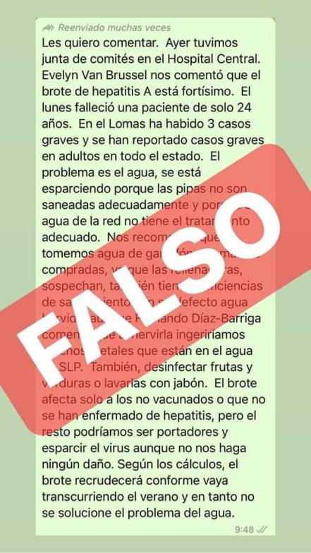 Galindo Ceballos desmiente transmisión de Hepatitis A por contaminación de agua de pipas