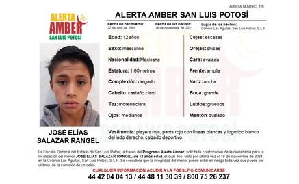 Activan Alerta Amber para hallar a José Elías, de 12 años, visto por última vez en colonia Las Águilas, capital de SLP