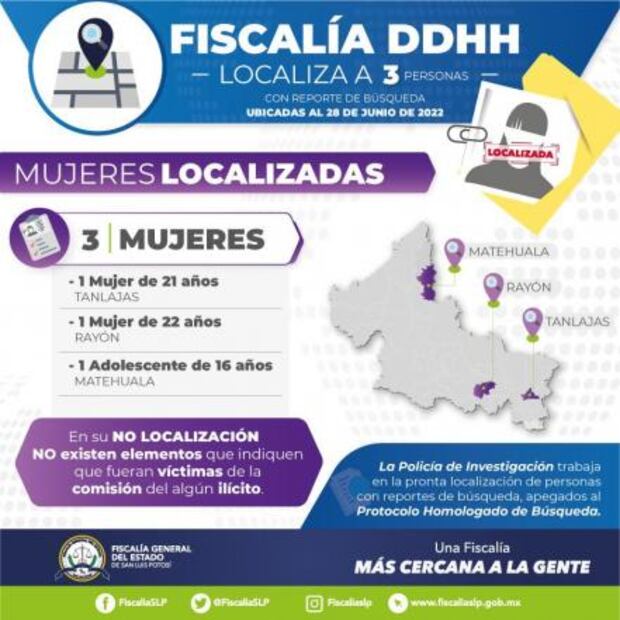 Localizan a tres mujeres reportadas como desaparecidas en San Luis Potosí
