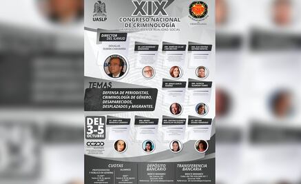 Será UASLP sede del XIX Congreso Nacional de Criminología