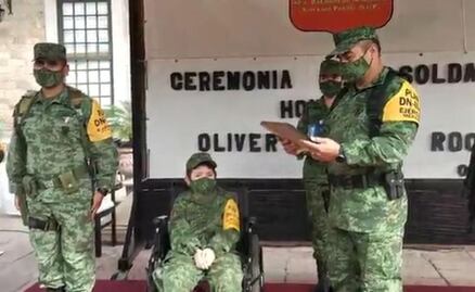 Oliver, el soldado honorario del Ejército Mexicano más joven, apenas tiene 10 años