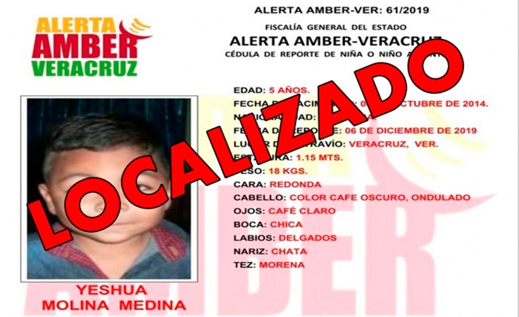 Localizan a Yeshua, niño reportado como raptado en Veracruz