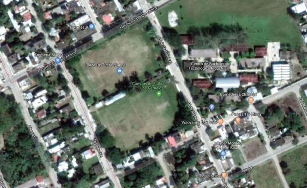Vista aérea de los "Campos gemelos" donde las 5 personas asistieron a un partido de la Liga de Veteranos de futbol. (FOTO: Google maps)