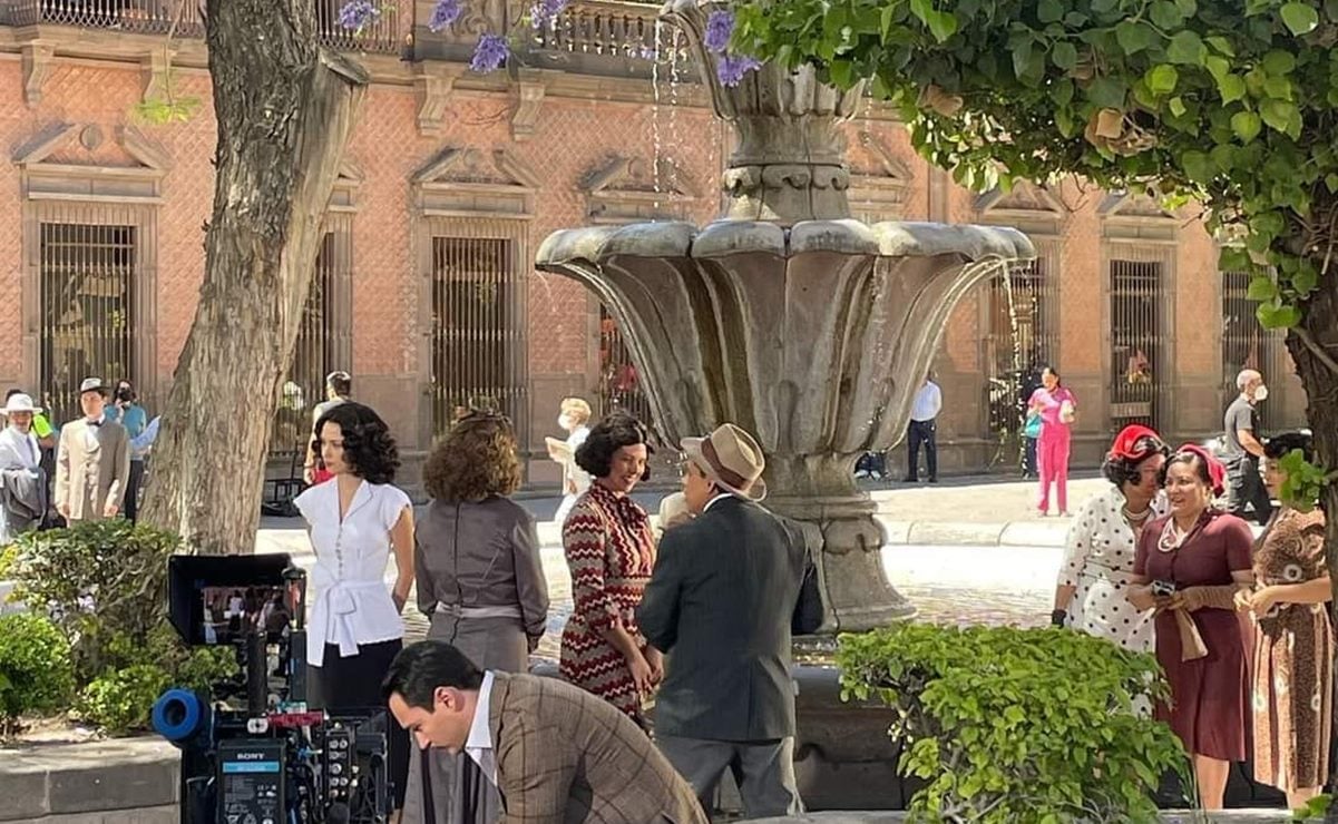 Fotos. Grabaciones de la serie de María Félix “La Doña” en Centro Histórico de SLP. Fotos: Especiales