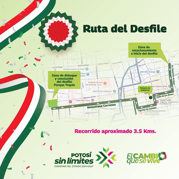 Esta es la ruta del desfile. Foto: Especial
