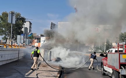 Se incendia camioneta de residuos médicos en calles de la capital de SLP; deja daños materiales