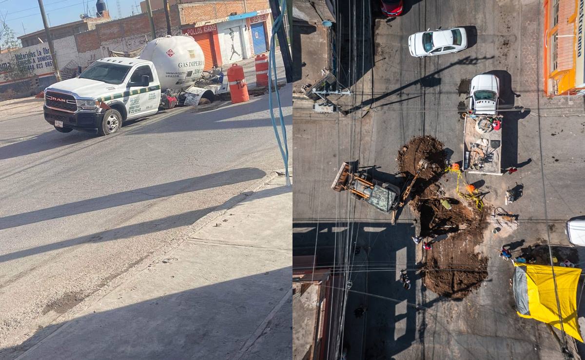 Tras accidente con pipa de gas, inician reparación de socavón en SLP