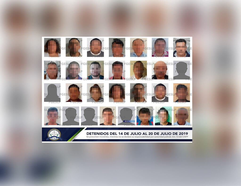 FGE detiene a 29 personas del 14 al 20 de julio