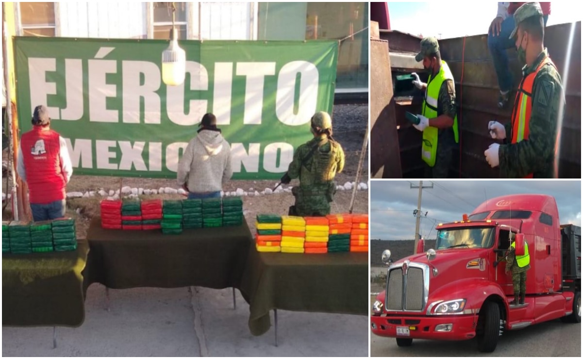 Aseguran tractocamión en Villa de Arista; traía paquetes con sustancia similar a la coca