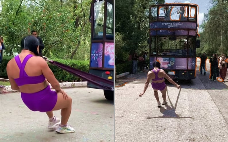 ¡Con el cabello! Así movió la potosina Diana Batres un turibús de 8 toneladas