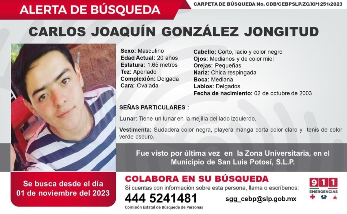Buscan a dos jóvenes desaparecidos en la capital de San Luis Potosí