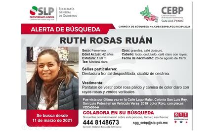 Reportan desaparición de mujer de 42 años en capital de San Luis Potosí