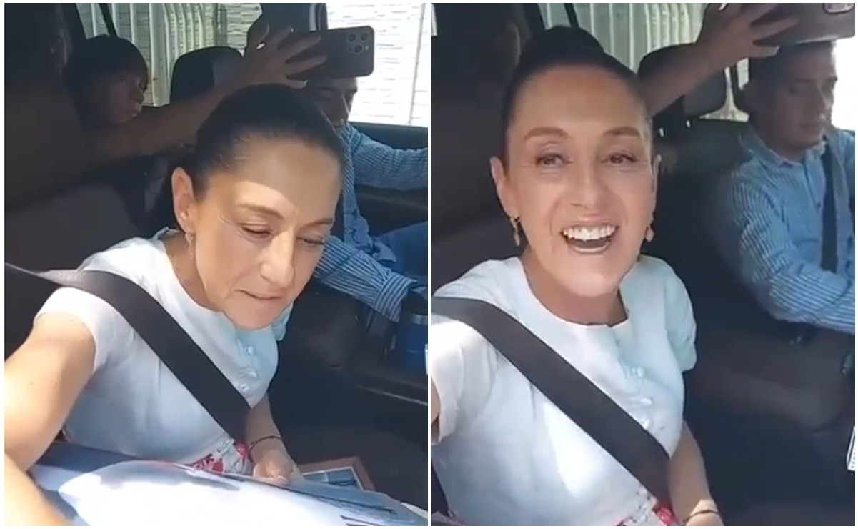 Claudia Sheinbaum en el Aeropuerto Internacional de SLP. Fotos: Captura de video