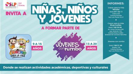 Invitan a acercarse a los Centros Crecer para la Vida y Jóvenes con rumbo