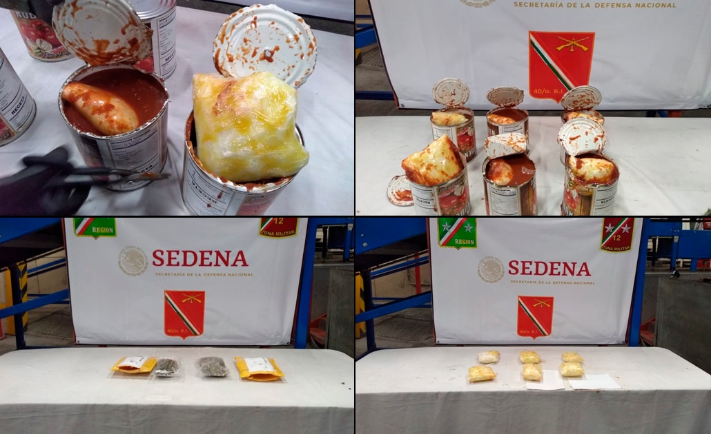 Encuentran droga en latas de comida 