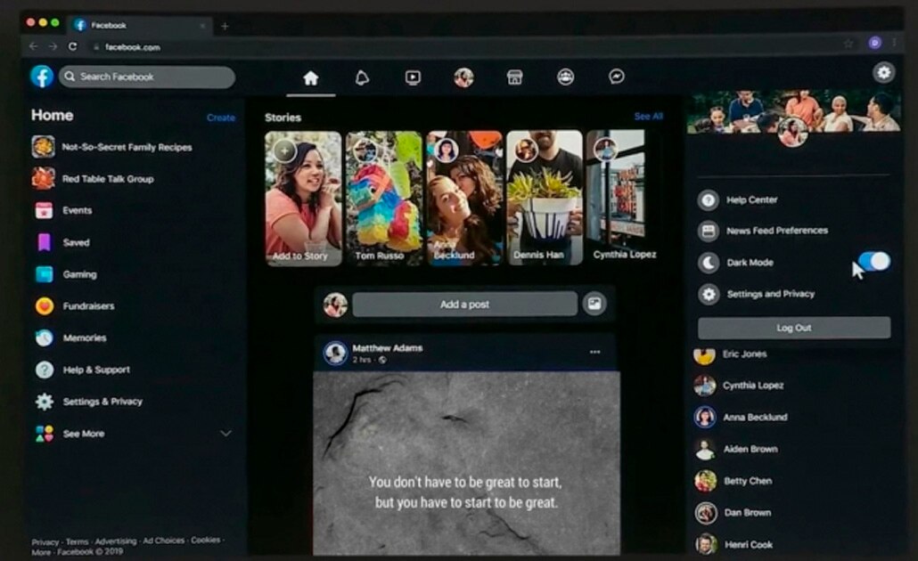 Modo Oscuro de Facebook empieza a llegar a algunos usuarios