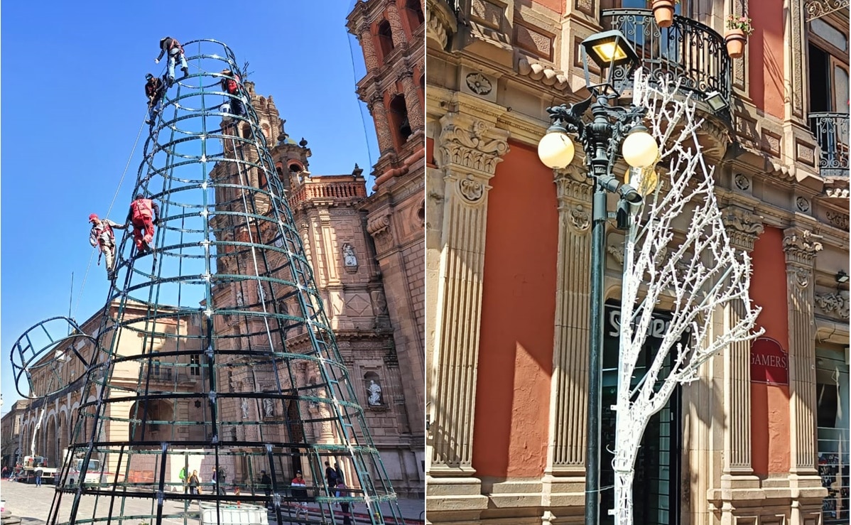 El Centro Histórico de la capital potosina se transforma con adornos y luces para las fiestas decembrinas. Foto: Jazmín Ramírez